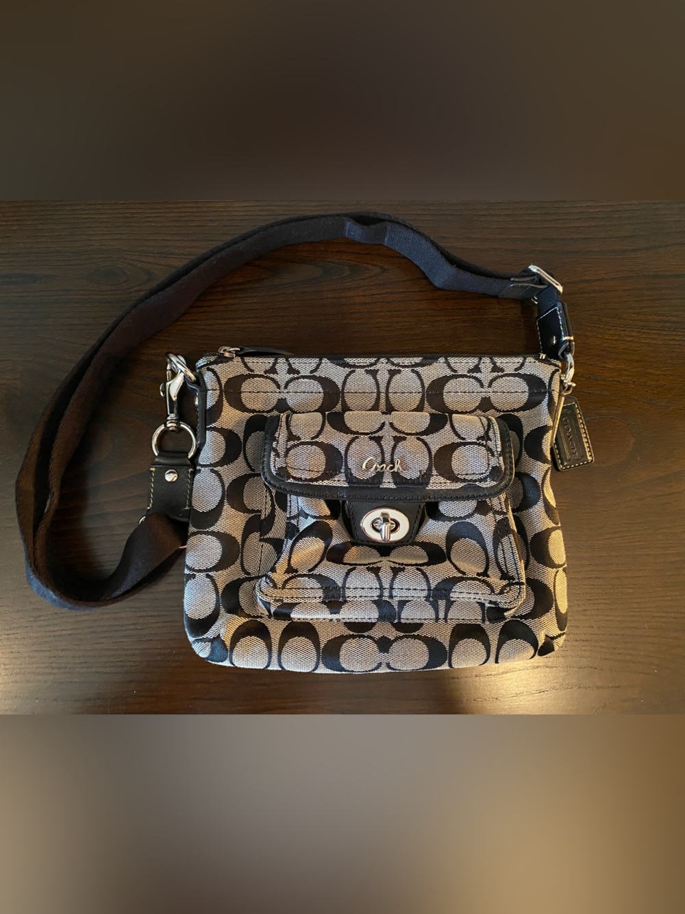 Coach Black and Gray Signature Crossbody Bag